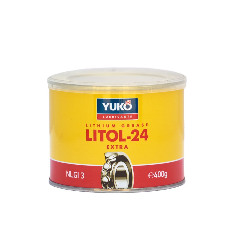 Grease YUKO LITOL-24 0,400KG. It is used for lubrication in wheeled vehicles and industrial equipment such as rolling and friction bearings, etc.