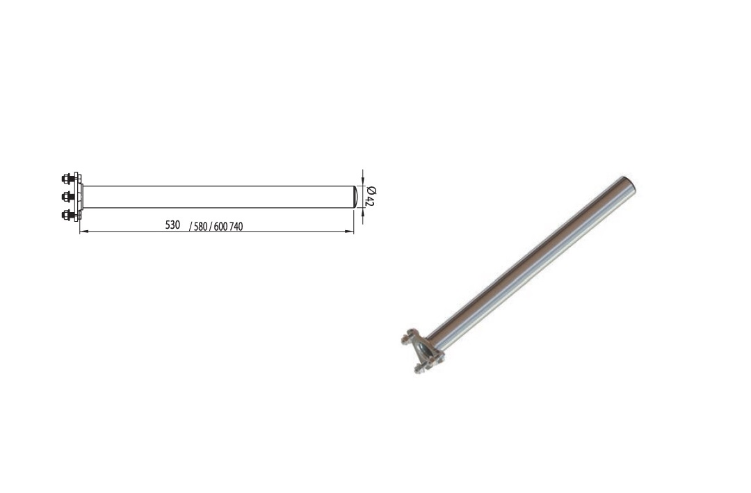 Stay for Mudguard Short 530 mm , Code: 152 T026 ; 600 mm , Code: 152 ?026-02 ; 740 mm , Code: 152 ?026-03