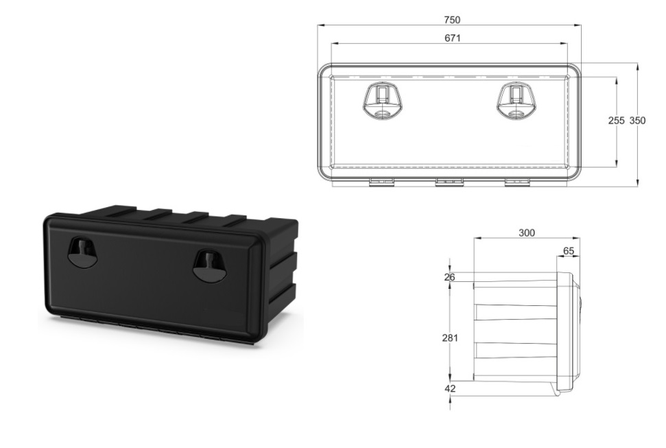 Tool box 50 Liters 750X350X300 , Code : 5512A
